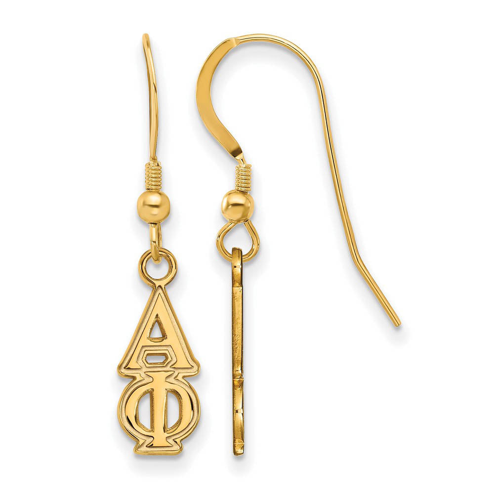 14K Plated Silver Small Alpha Phi Dangle Earrings, Item E17606 by The Black Bow Jewelry Co.
