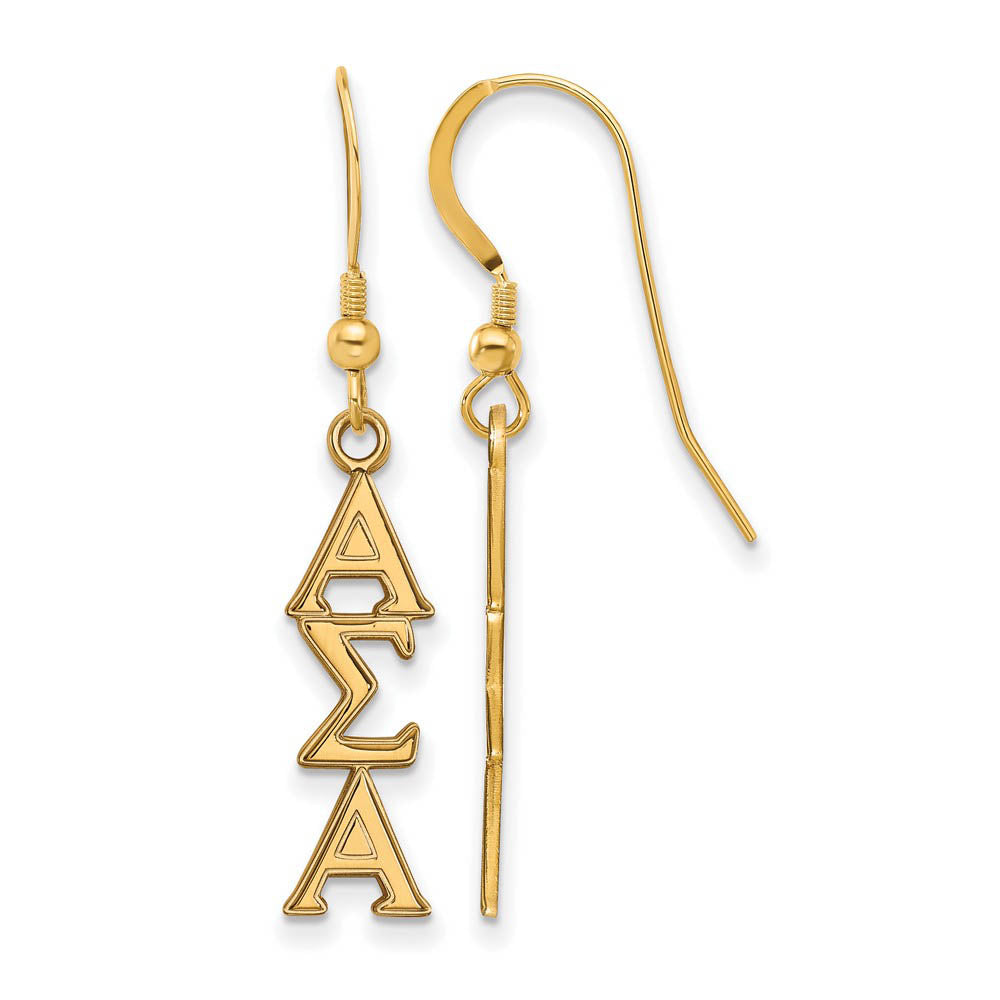 14K Plated Silver Alpha Sigma Alpha Dangle Medium Earrings, Item E17608 by The Black Bow Jewelry Co.