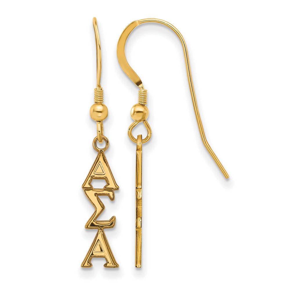 14K Plated Silver Small Alpha Sigma Alpha Dangle Earrings, Item E17609 by The Black Bow Jewelry Co.