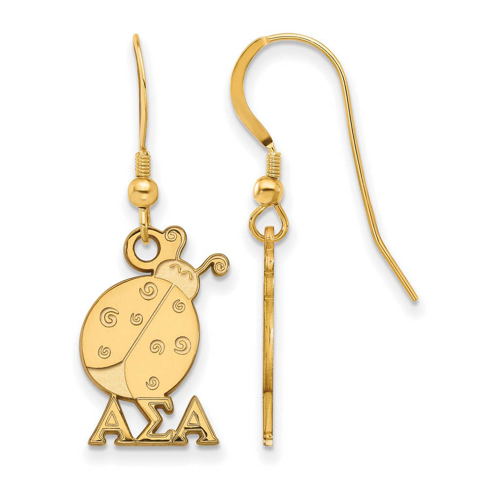 14K Plated Silver Alpha Sigma Alpha Small Dangle Earrings, Item E17610 by The Black Bow Jewelry Co.