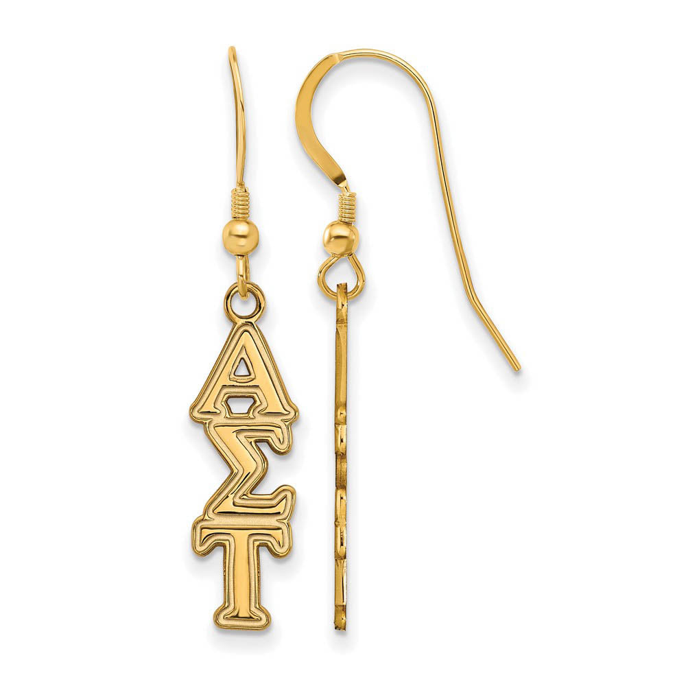14K Plated Silver Alpha Sigma Tau Dangle Medium Earrings, Item E17611 by The Black Bow Jewelry Co.