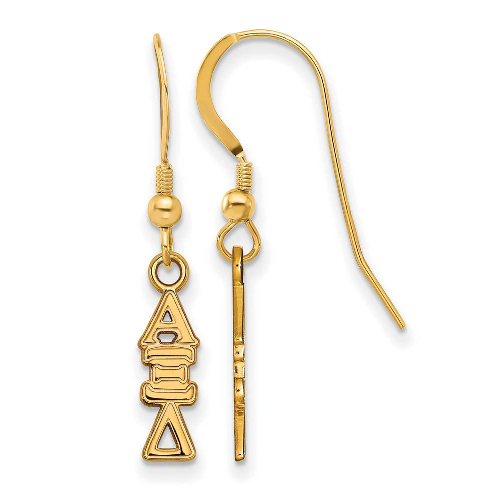 14K Plated Silver Small Alpha Xi Delta Dangle Earrings, Item E17615 by The Black Bow Jewelry Co.