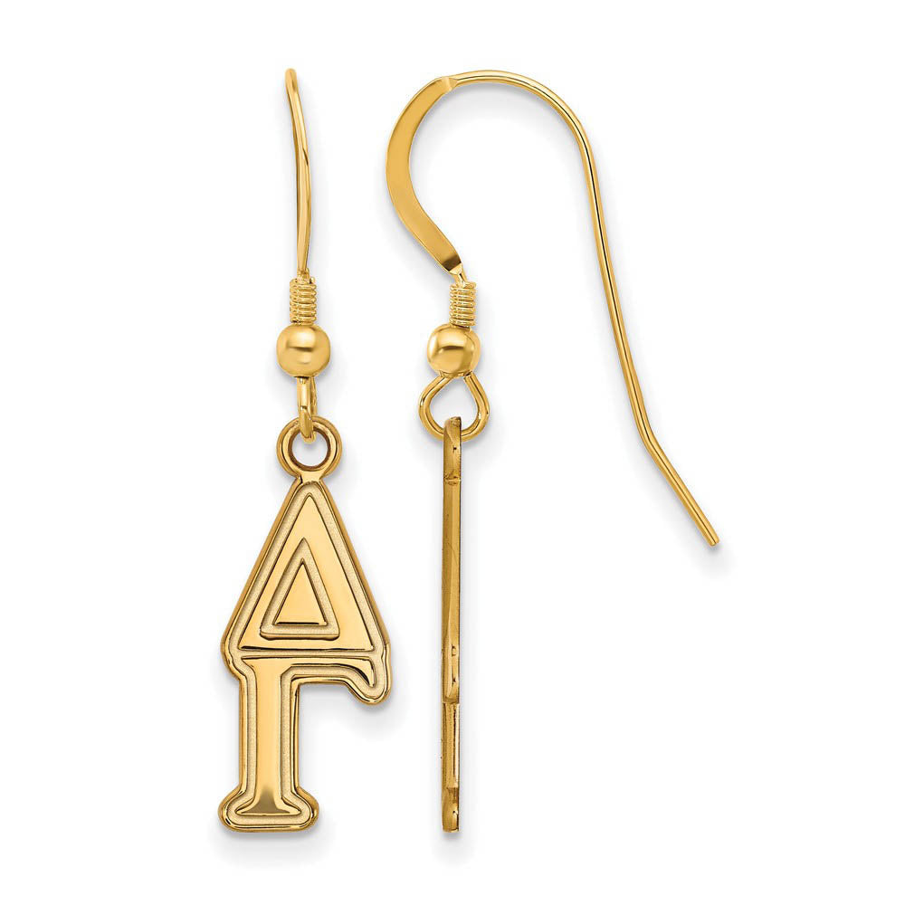 14K Plated Silver Delta Gamma Dangle Small Earrings, Item E17623 by The Black Bow Jewelry Co.