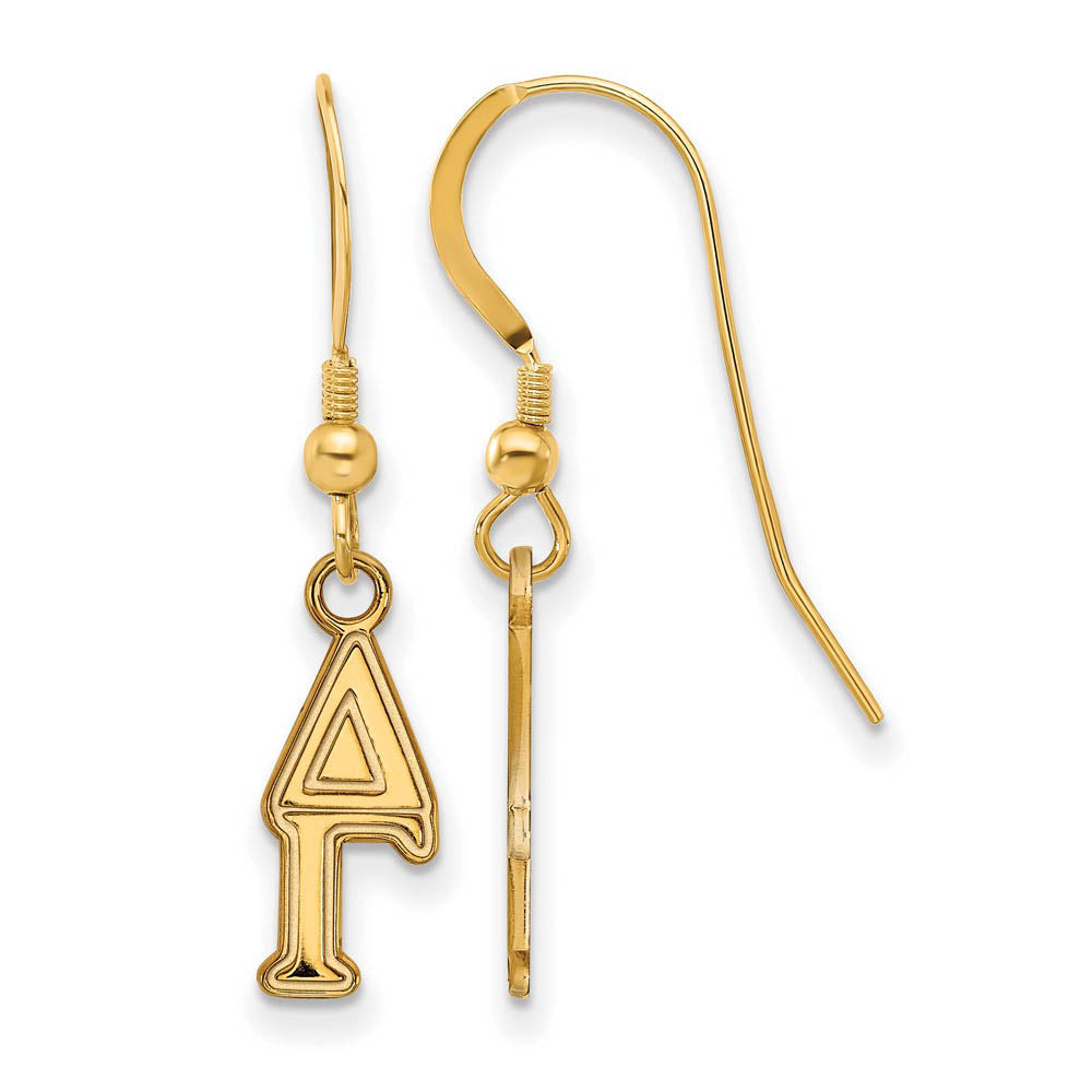 14K Plated Silver Delta Gamma XS Dangle Earrings, Item E17625 by The Black Bow Jewelry Co.