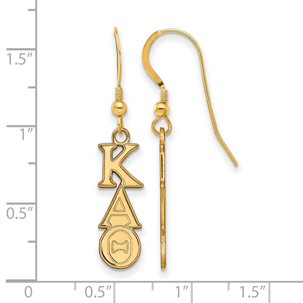Alternate view of the 14K Plated Silver Kappa Alpha Theta Dangle Small Earrings by The Black Bow Jewelry Co.