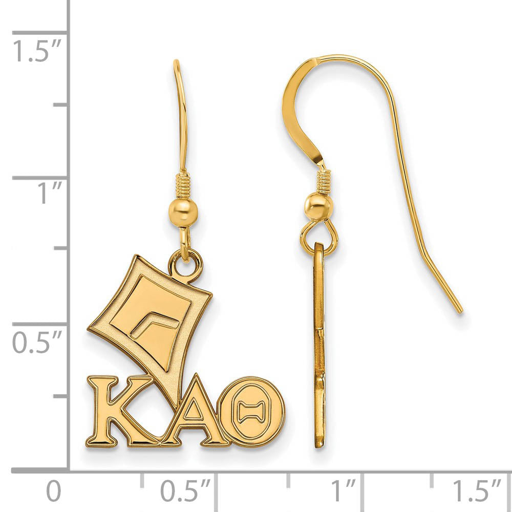 Alternate view of the 14K Plated Silver Kappa Alpha Theta Small Dangle Earrings by The Black Bow Jewelry Co.