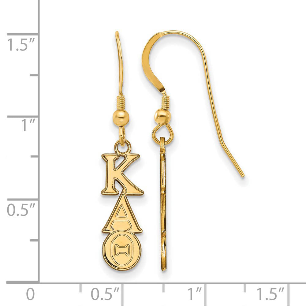 Alternate view of the 14K Plated Silver Kappa Alpha Theta XS Dangle Earrings by The Black Bow Jewelry Co.