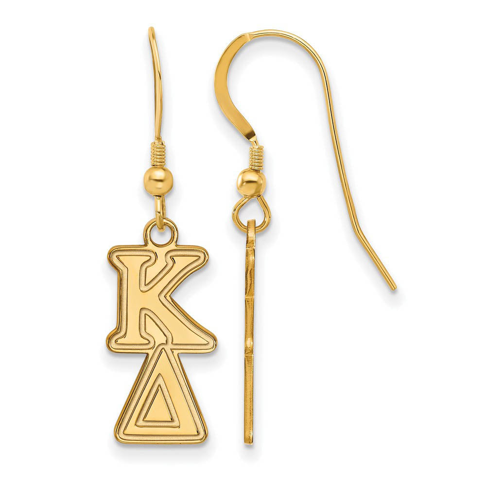 14K Plated Silver Kappa Delta Dangle Small Earrings, Item E17638 by The Black Bow Jewelry Co.