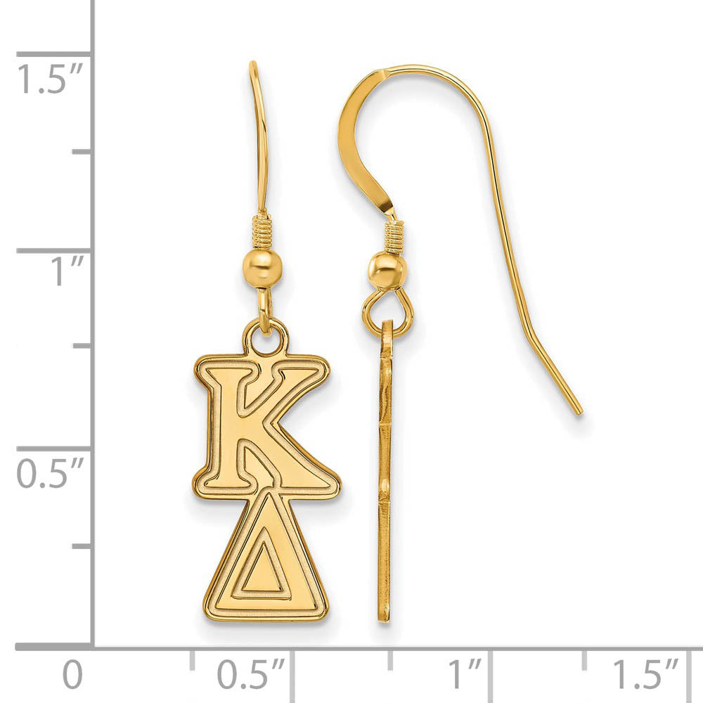 Alternate view of the 14K Plated Silver Kappa Delta Dangle Small Earrings by The Black Bow Jewelry Co.