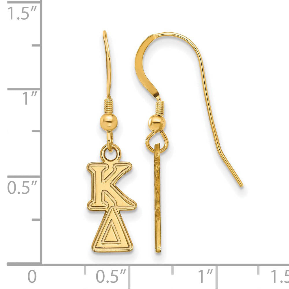 Alternate view of the 14K Plated Silver Kappa Delta XS Dangle Earrings by The Black Bow Jewelry Co.