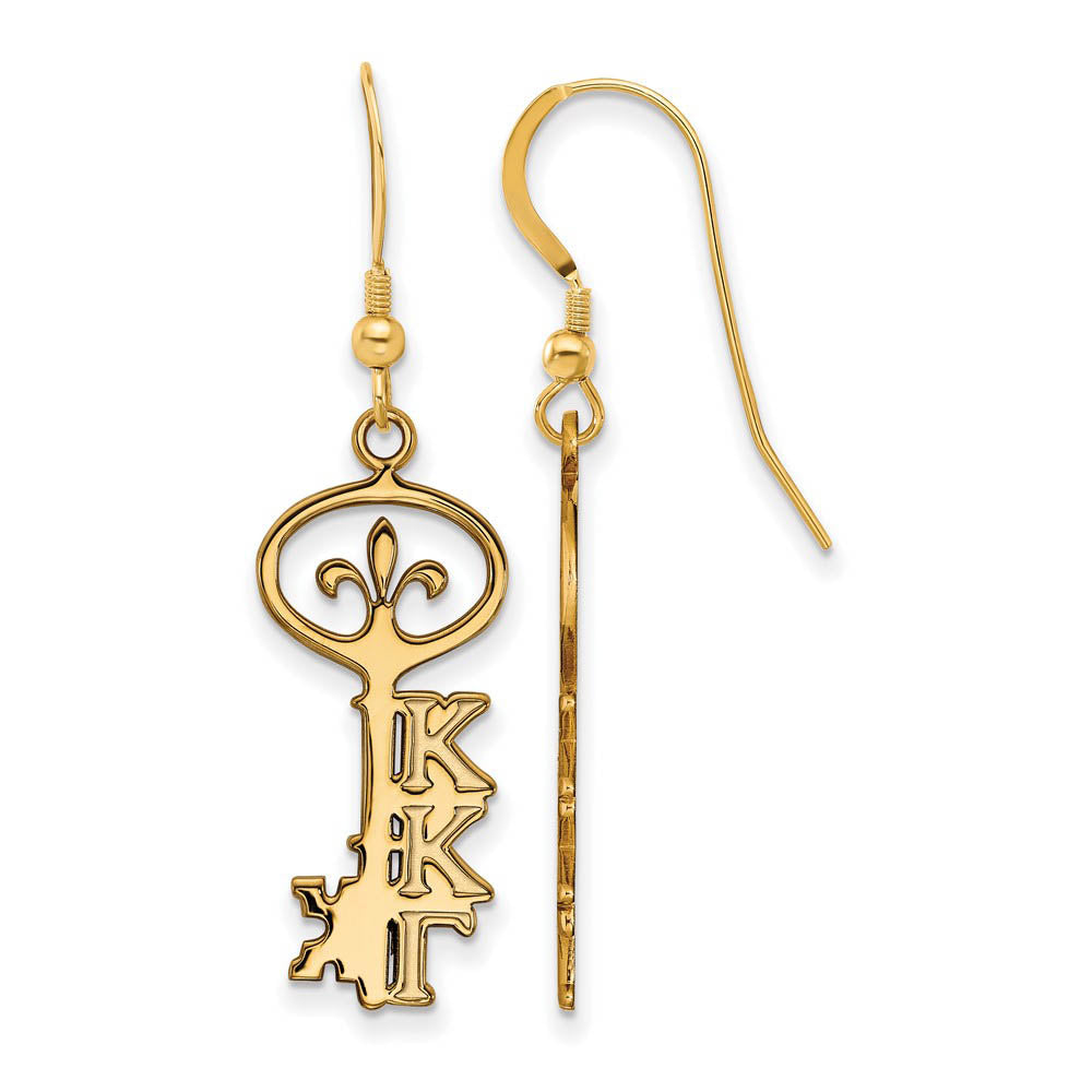 14K Plated Silver Kappa Kappa Gamma Small Dangle Earrings, Item E17642 by The Black Bow Jewelry Co.