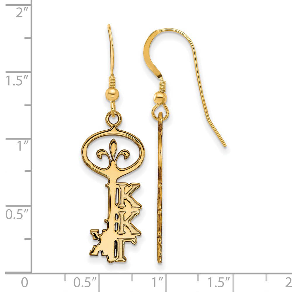 Alternate view of the 14K Plated Silver Kappa Kappa Gamma Small Dangle Earrings by The Black Bow Jewelry Co.