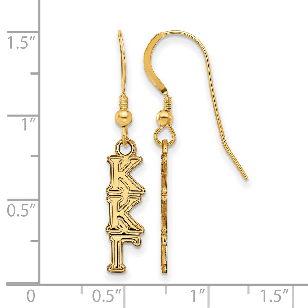 Alternate view of the 14K Plated Silver Kappa Kappa Gamma XS Dangle Earrings by The Black Bow Jewelry Co.
