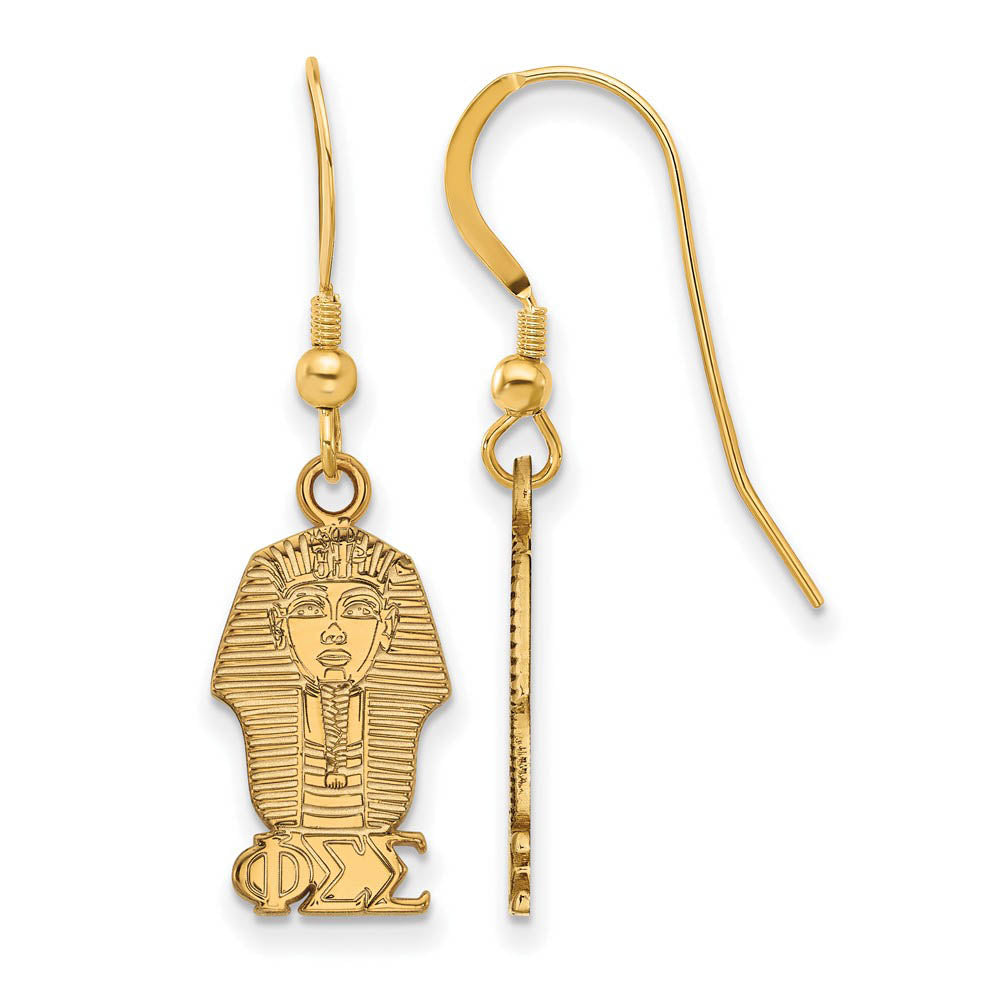 14K Plated Silver Phi Sigma Sigma Small Dangle Earrings, Item E17649 by The Black Bow Jewelry Co.