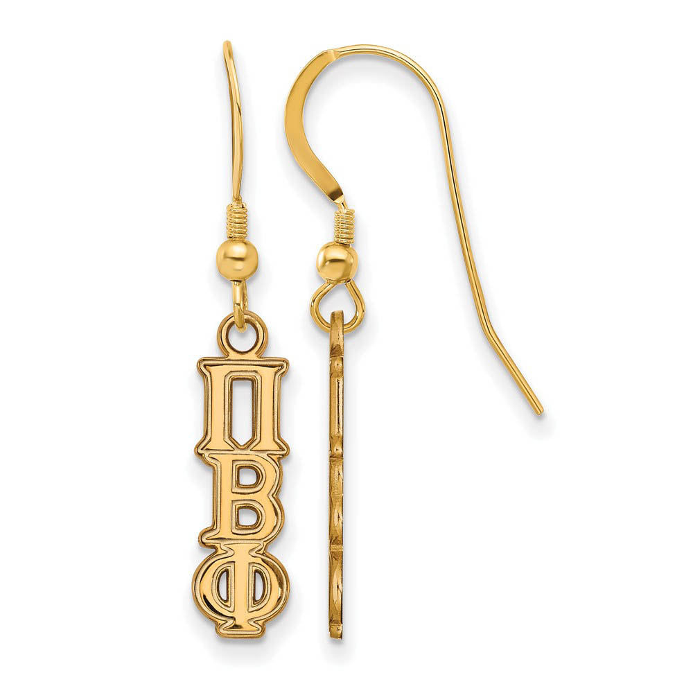 14K Plated Silver Pi Beta Phi XS Dangle Earrings, Item E17652 by The Black Bow Jewelry Co.
