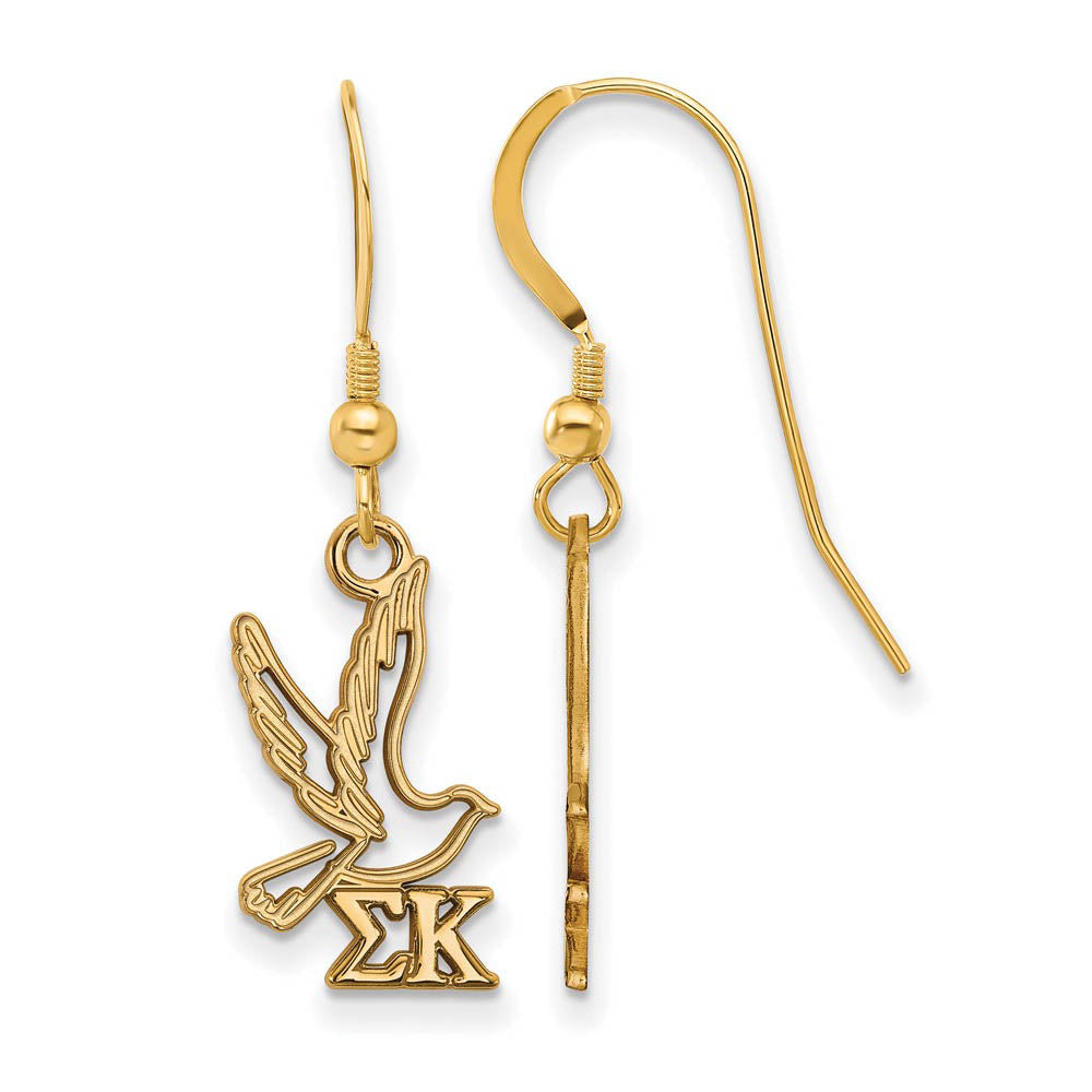 14K Plated Silver Sigma Kappa Small Dangle Earrings, Item E17657 by The Black Bow Jewelry Co.