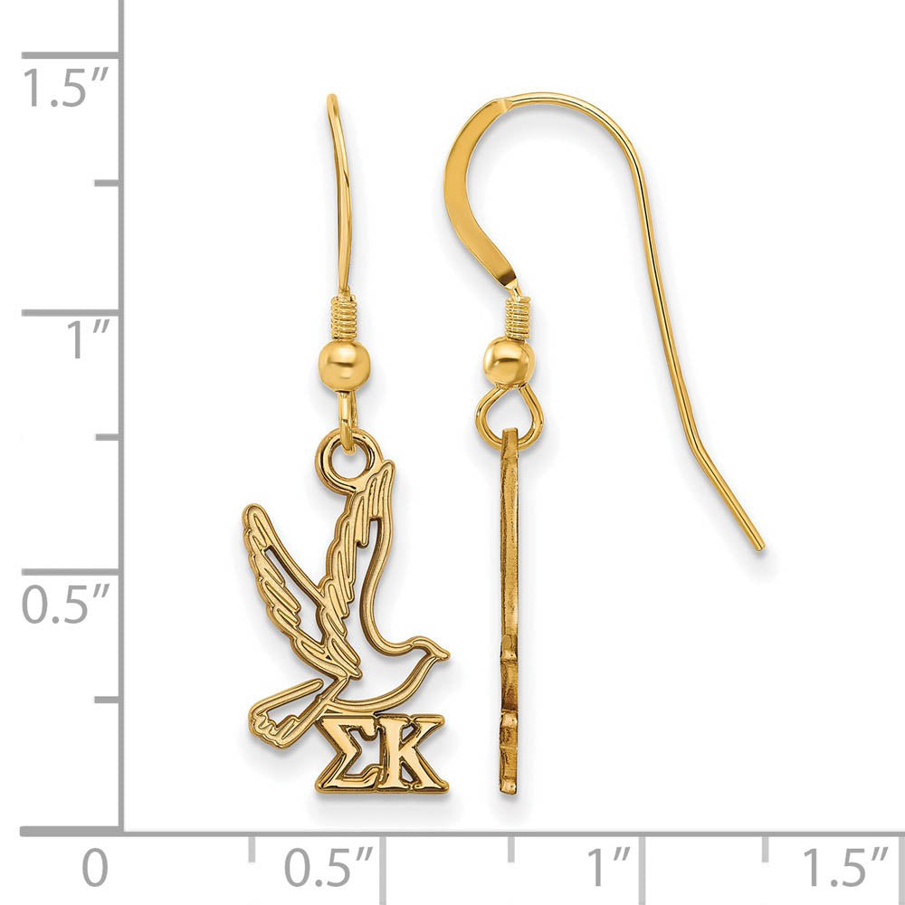 Alternate view of the 14K Plated Silver Sigma Kappa Small Dangle Earrings by The Black Bow Jewelry Co.