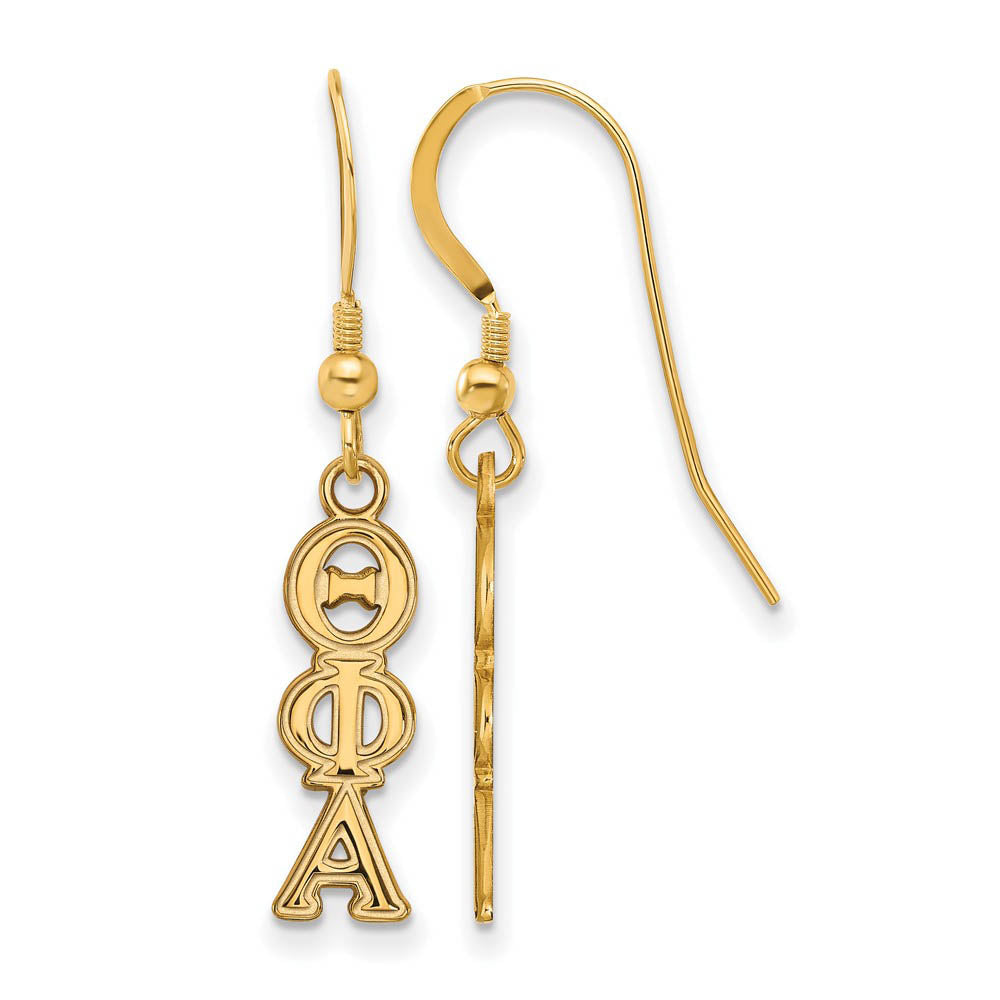 14K Plated Silver Theta Phi Alpha Dangle Small Earrings, Item E17662 by The Black Bow Jewelry Co.