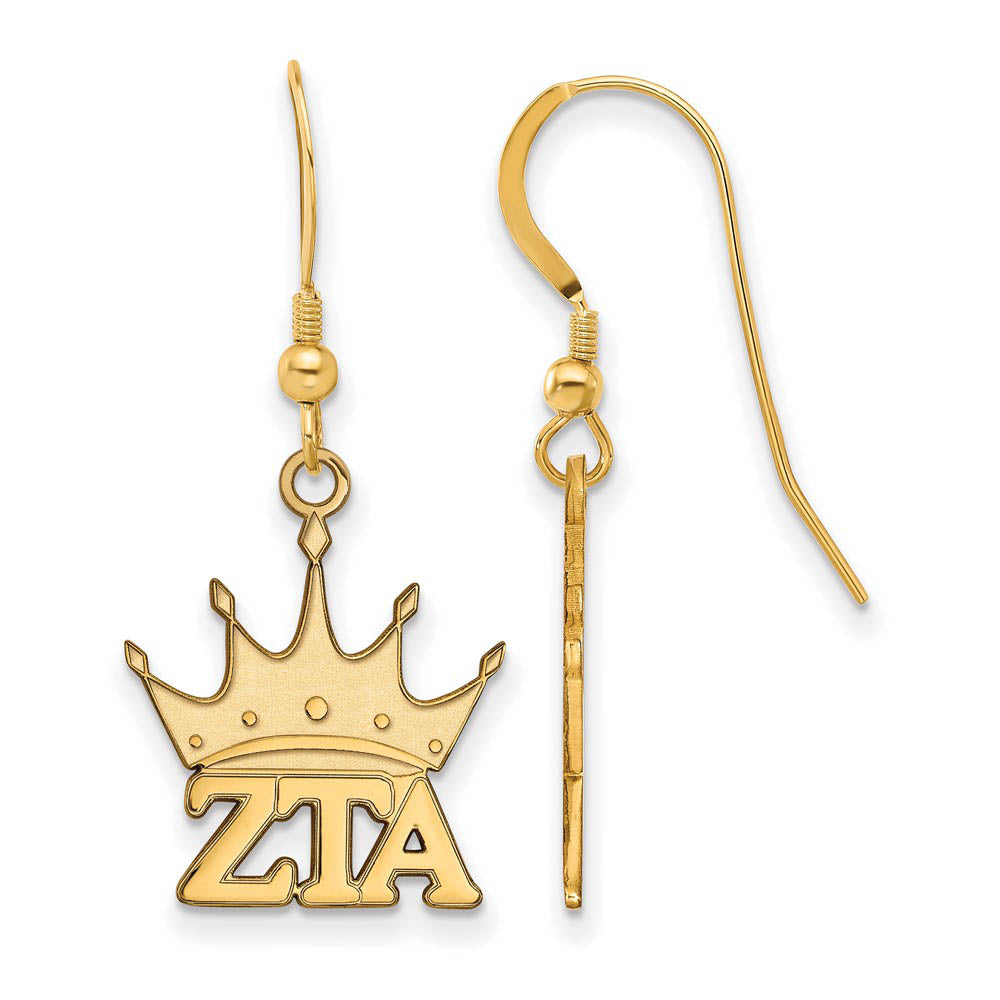 14K Plated Silver Zeta Tau Alpha Small Dangle Earrings, Item E17667 by The Black Bow Jewelry Co.
