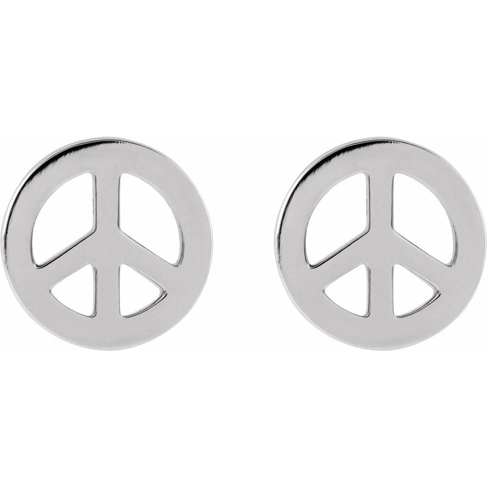 Alternate view of the 14k Yellow, White or Rose Gold Tiny Peace Post Earrings, 8mm by The Black Bow Jewelry Co.