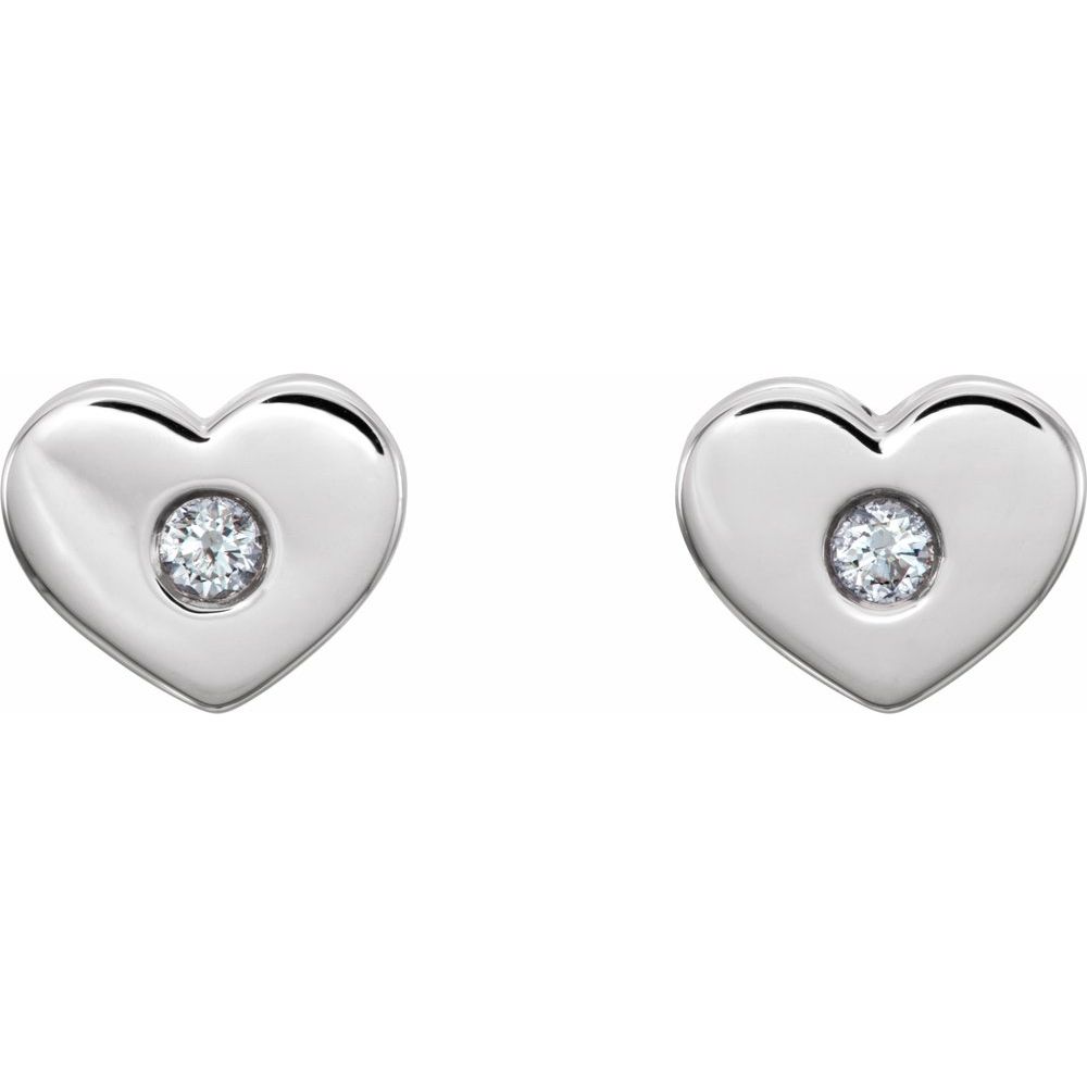 Alternate view of the 14k White, Rose or Yellow Gold & Diamond Heart Post Earrings, 8 x 6mm by The Black Bow Jewelry Co.