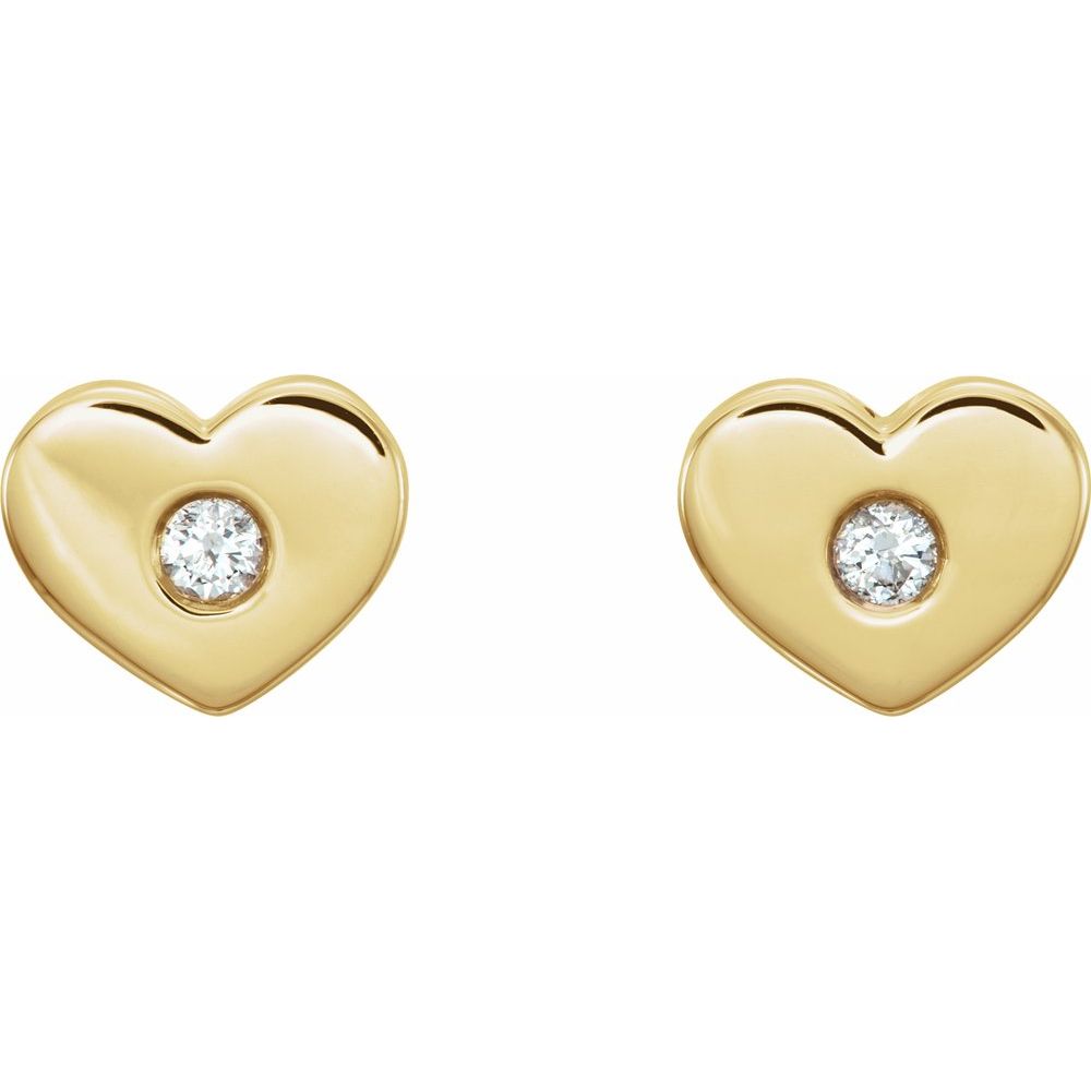 Alternate view of the 14k White, Rose or Yellow Gold & Diamond Heart Post Earrings, 8 x 6mm by The Black Bow Jewelry Co.