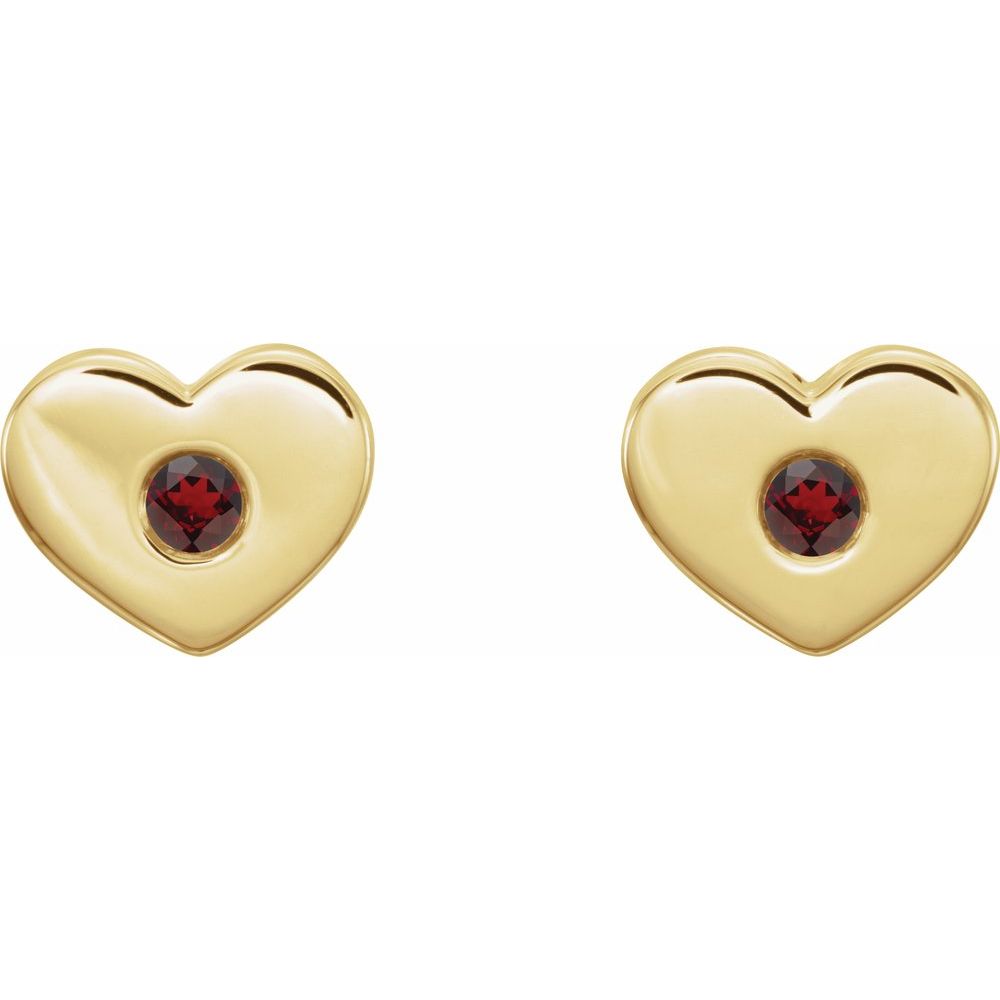 Alternate view of the 14k White, Rose or Yellow Gold Mozambique Garnet Heart Earrings, 8x6mm by The Black Bow Jewelry Co.