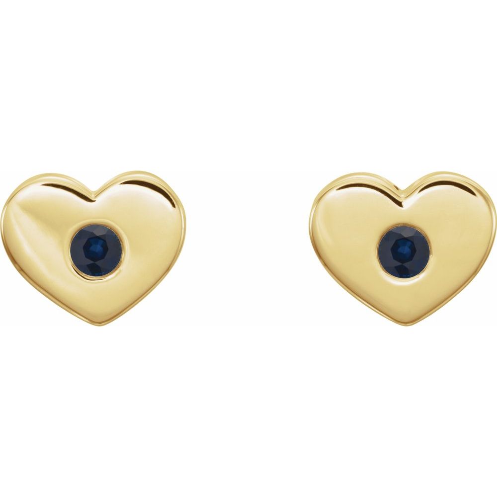 Alternate view of the 14k White, Rose or Yellow Gold Blue Sapphire Heart Earrings, 8x6mm by The Black Bow Jewelry Co.