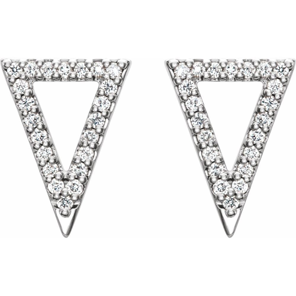 14k Yellow or White Gold 1/5 Ctw Diamond Triangle Earrings, 8.5 x 12mm, Item E17677 by The Black Bow Jewelry Co.