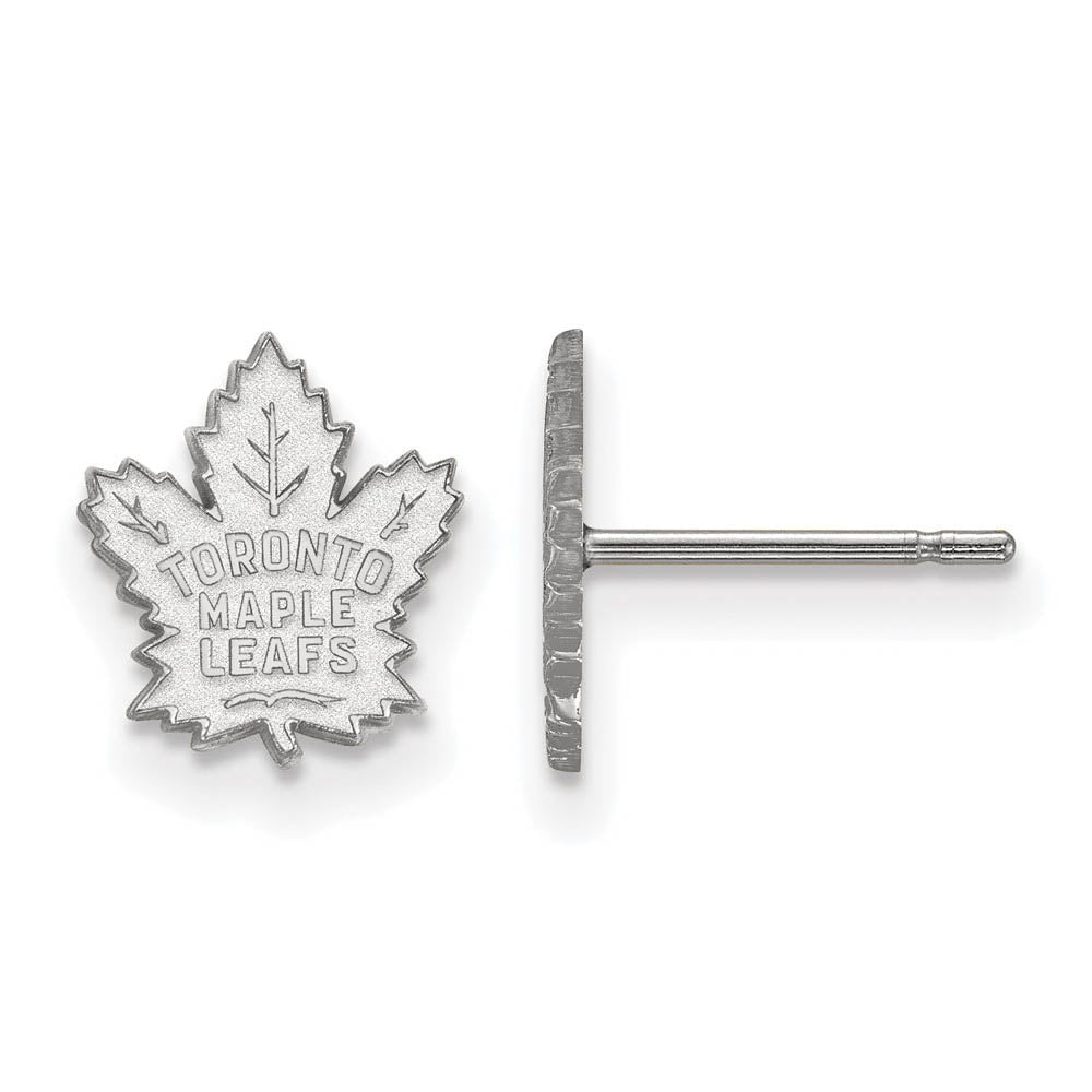10k White Gold NHL Toronto Maple Leafs XS Post Earrings, Item E17725 by The Black Bow Jewelry Co.