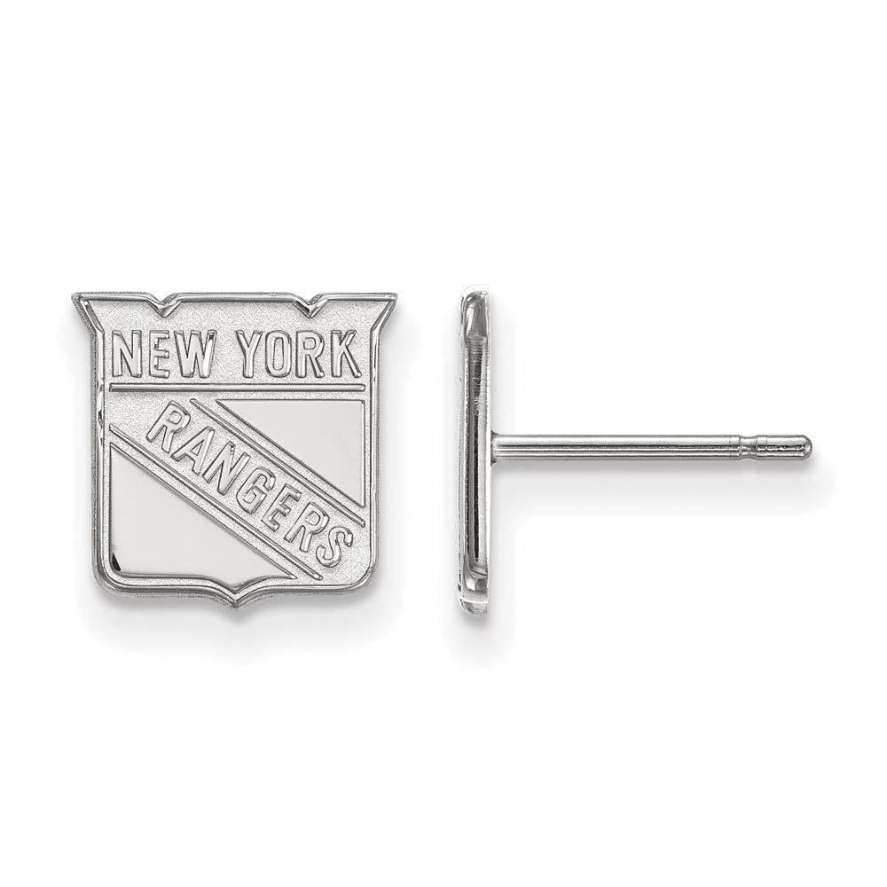 10k White Gold NHL New York Rangers XS Post Earrings, Item E17726 by The Black Bow Jewelry Co.