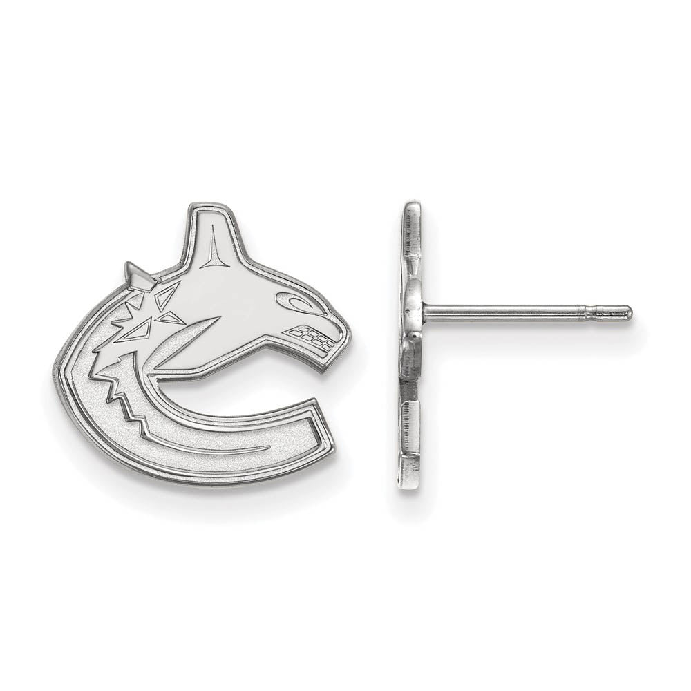 10k White Gold NHL Vancouver Canucks Small Post Earrings, Item E17734 by The Black Bow Jewelry Co.