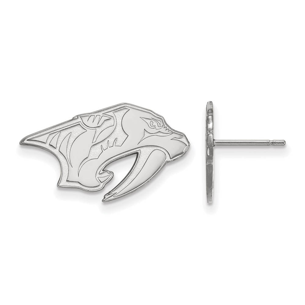 10k White Gold NHL Nashville Predators Small Post Earrings, Item E17736 by The Black Bow Jewelry Co.