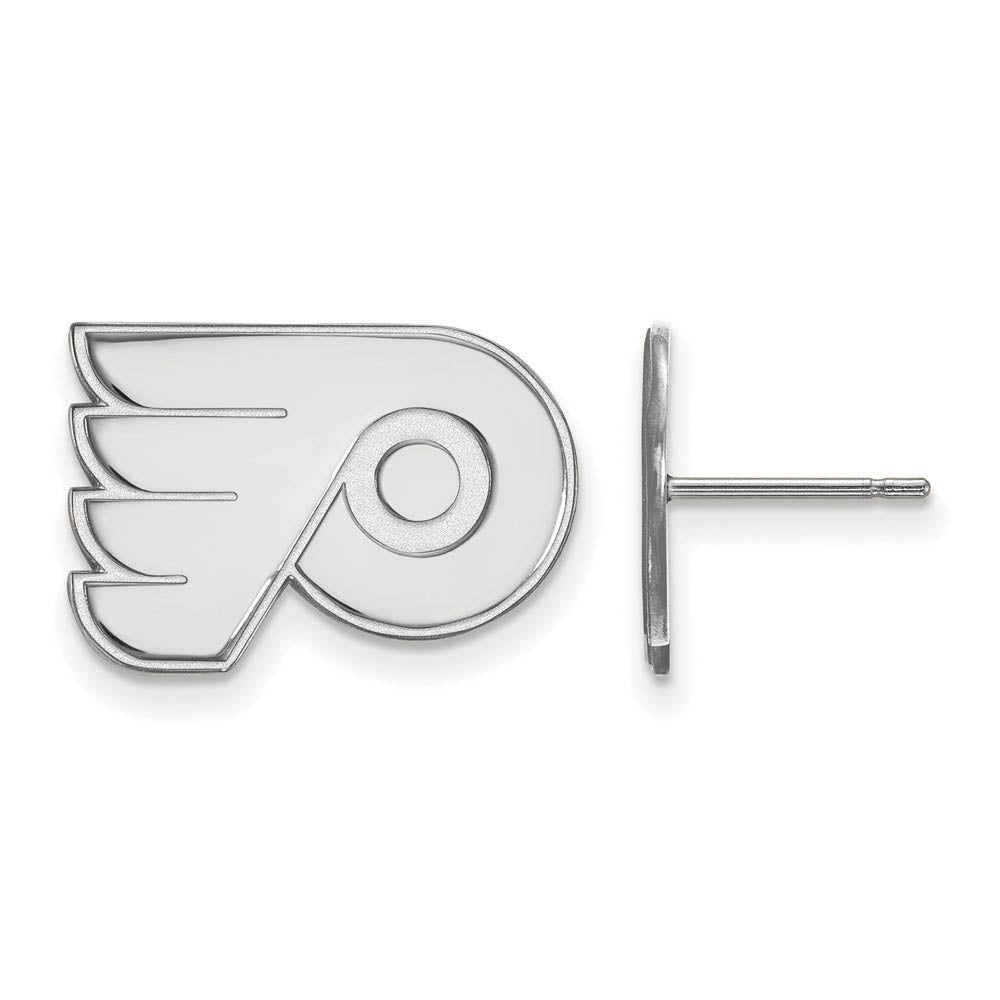 10k White Gold NHL Philadelphia Flyers Small Post Earrings, Item E17741 by The Black Bow Jewelry Co.