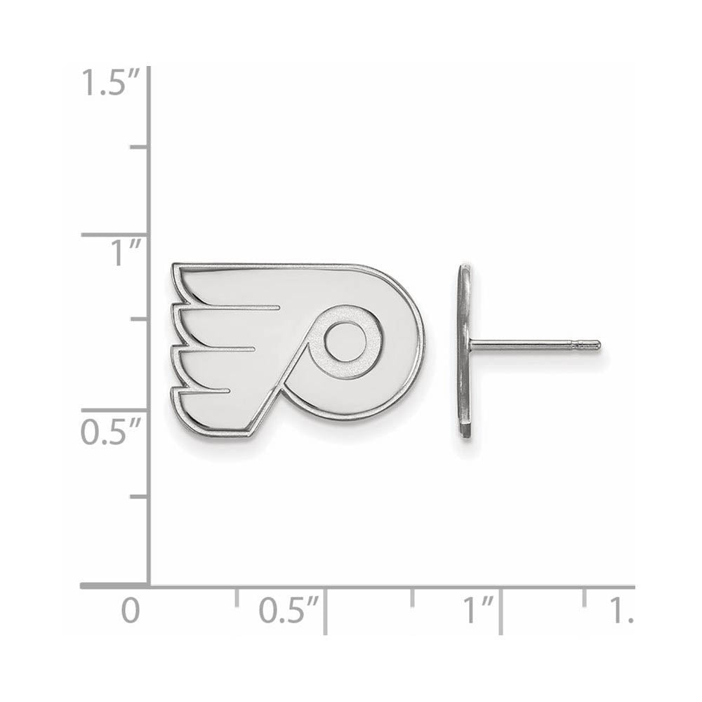 Alternate view of the 10k White Gold NHL Philadelphia Flyers Small Post Earrings by The Black Bow Jewelry Co.