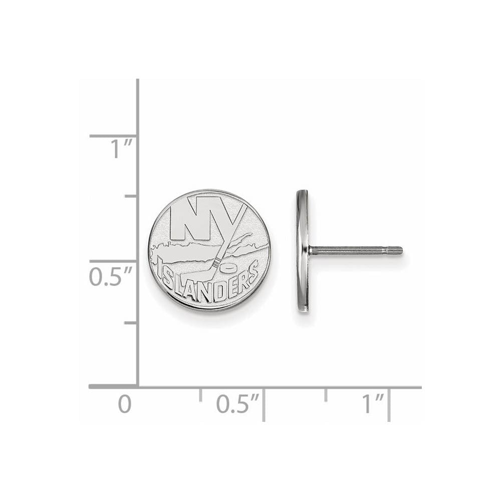 Alternate view of the 10k White Gold NHL New York Islanders Small Post Earrings by The Black Bow Jewelry Co.