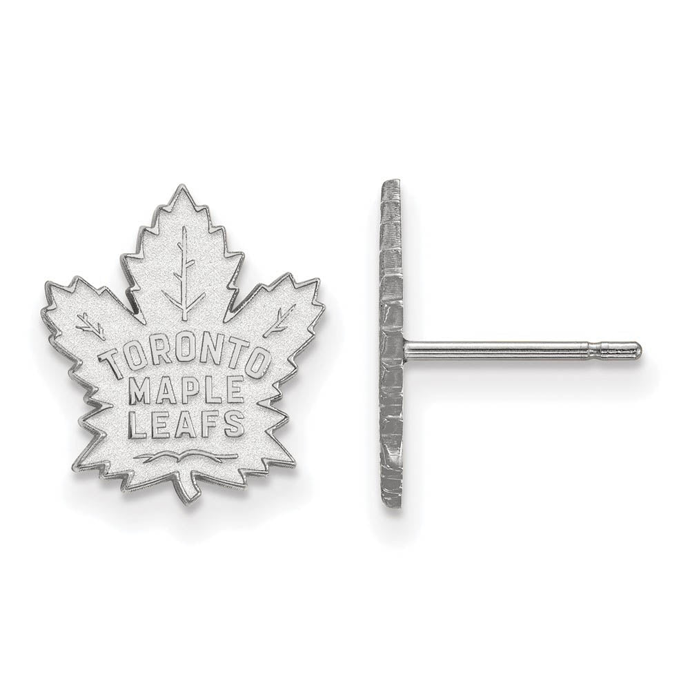 10k White Gold NHL Toronto Maple Leafs Small Post Earrings, Item E17745 by The Black Bow Jewelry Co.