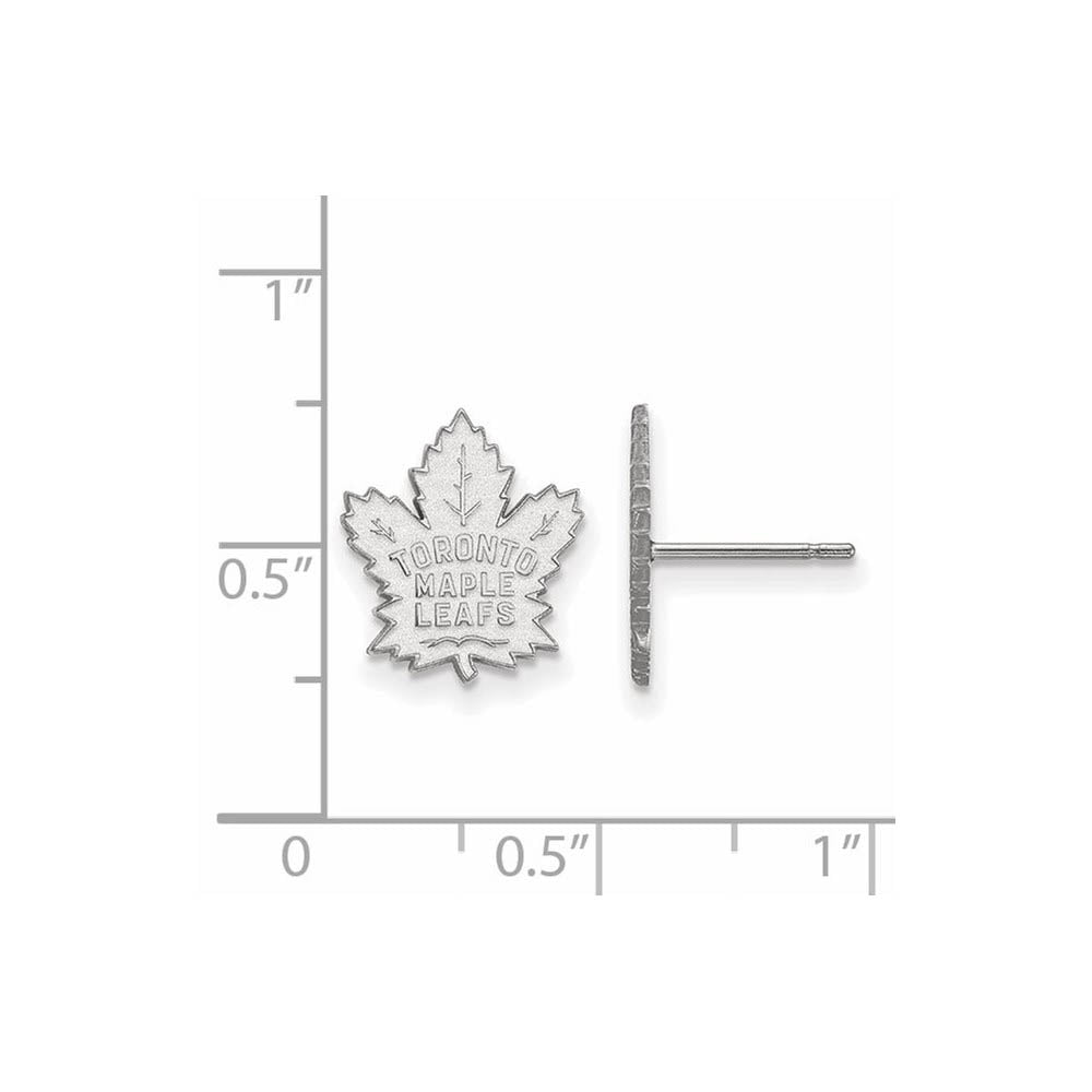 Alternate view of the 10k White Gold NHL Toronto Maple Leafs Small Post Earrings by The Black Bow Jewelry Co.