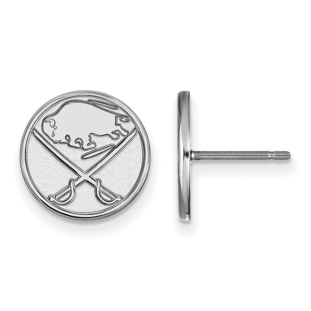 10k White Gold NHL Buffalo Sabres Small Post Earrings, Item E17747 by The Black Bow Jewelry Co.