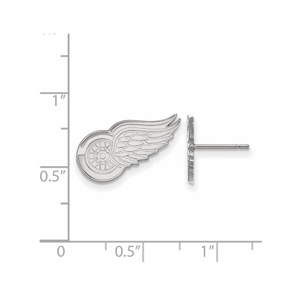 Alternate view of the 10k White Gold NHL Detroit Red Wings Small Post Earrings by The Black Bow Jewelry Co.