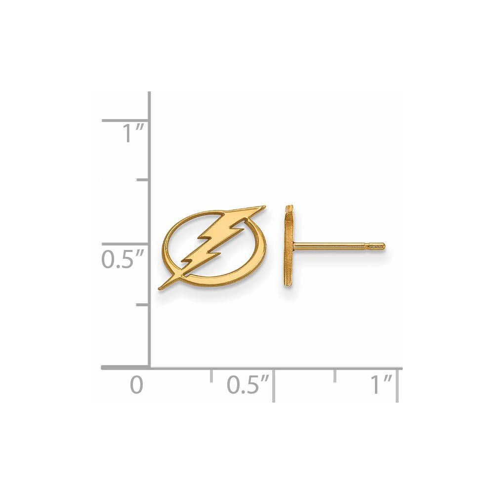Alternate view of the 10k Yellow Gold NHL Tampa Bay Lightning XS Post Earrings by The Black Bow Jewelry Co.