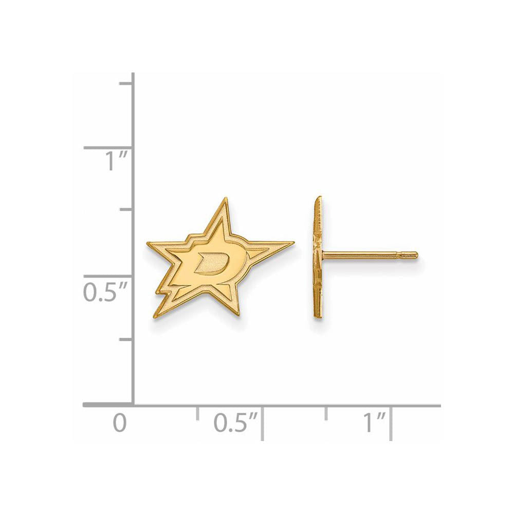 Alternate view of the 10k Yellow Gold NHL Dallas Stars Small Post Earrings by The Black Bow Jewelry Co.