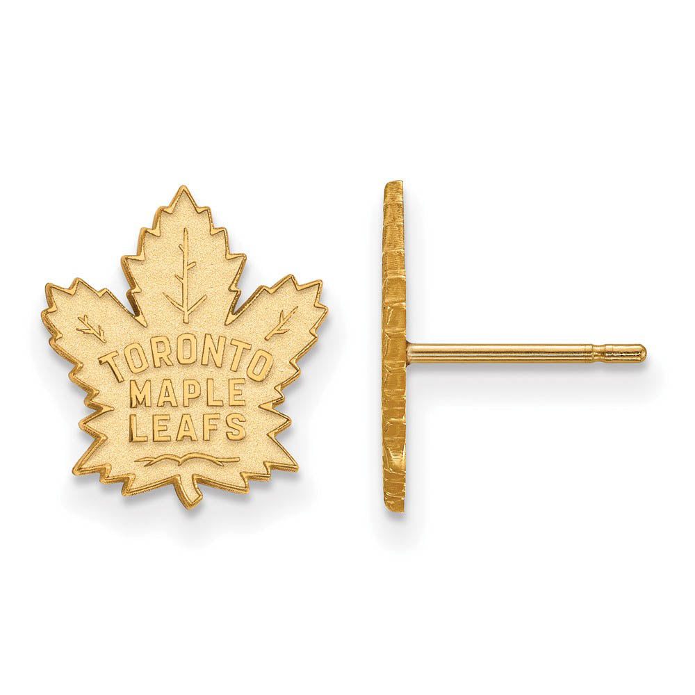 10k Yellow Gold NHL Toronto Maple Leafs Small Post Earrings, Item E17784 by The Black Bow Jewelry Co.