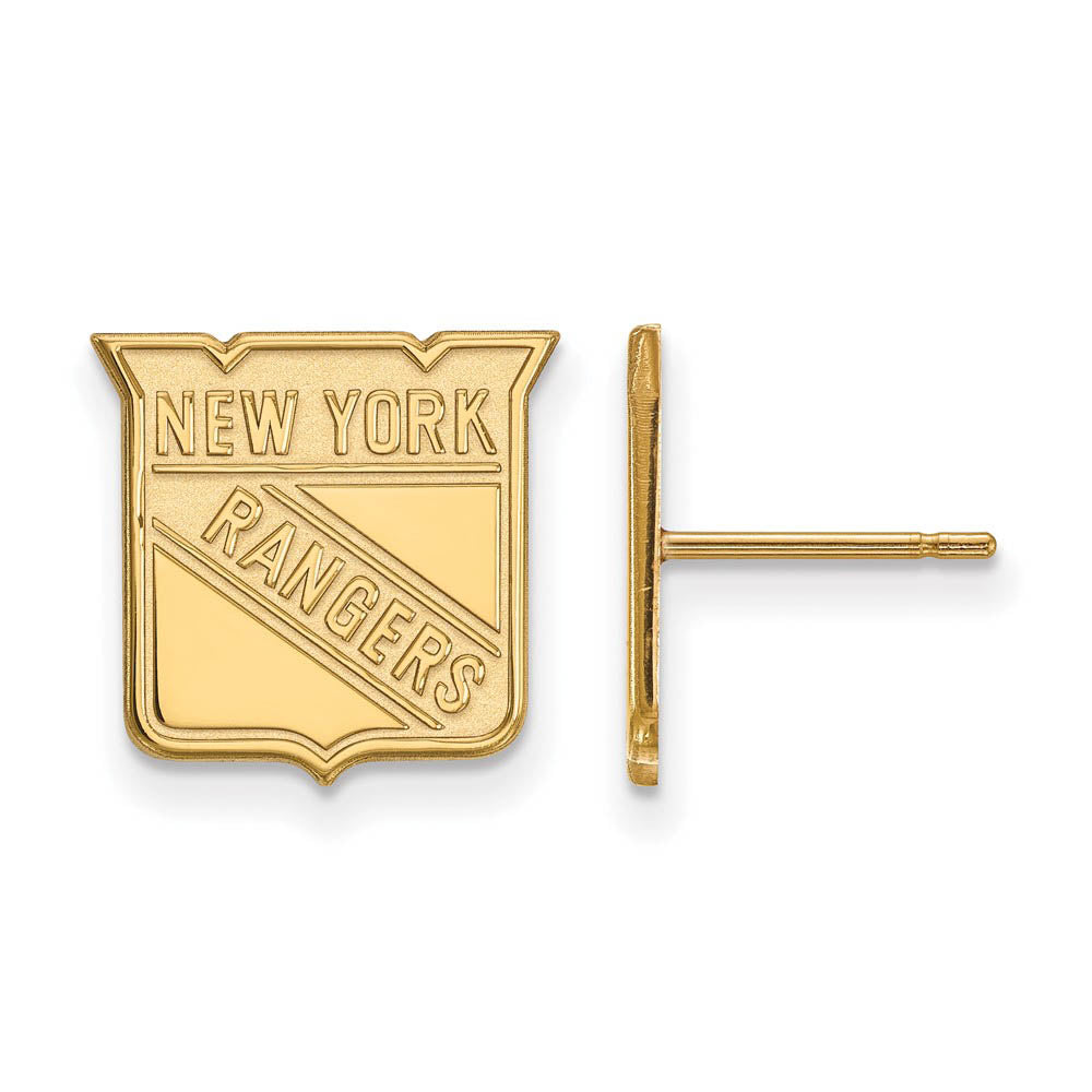 10k Yellow Gold NHL New York Rangers Small Post Earrings, Item E17785 by The Black Bow Jewelry Co.
