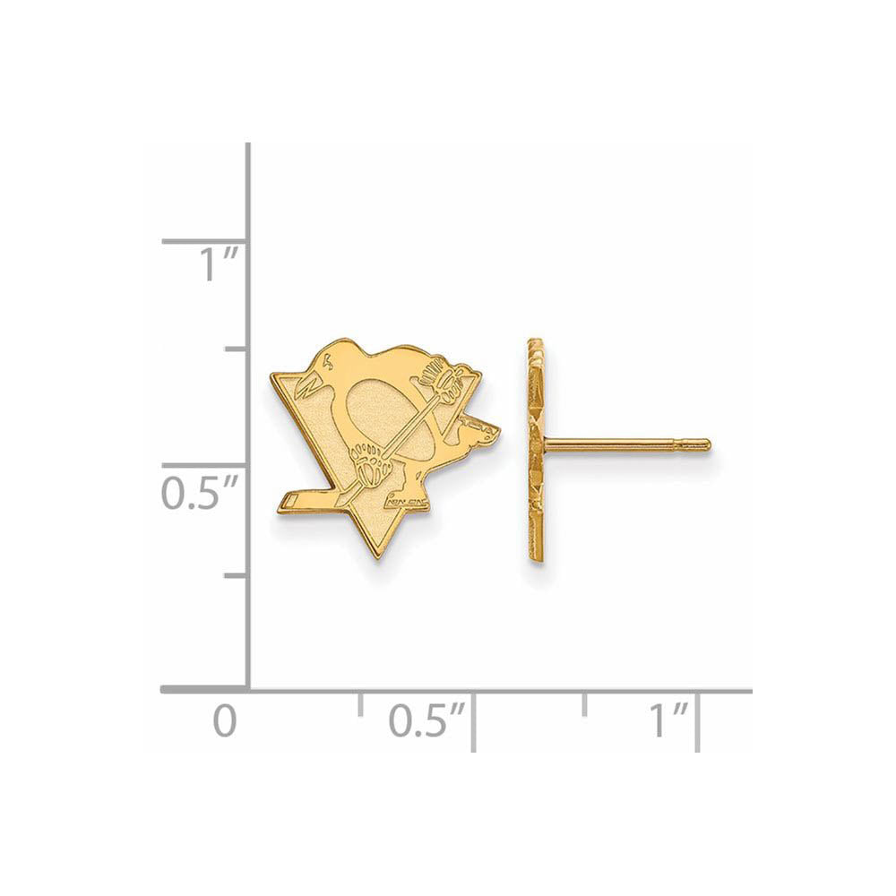Alternate view of the 10k Yellow Gold NHL Pittsburgh Penguins Small Post Earrings by The Black Bow Jewelry Co.
