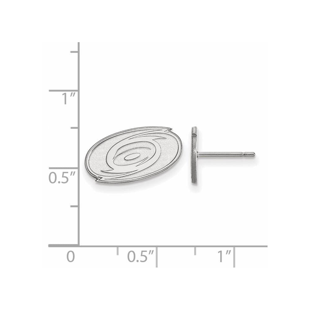 Alternate view of the 14k White Gold NHL Carolina Hurricanes XS Post Earrings by The Black Bow Jewelry Co.