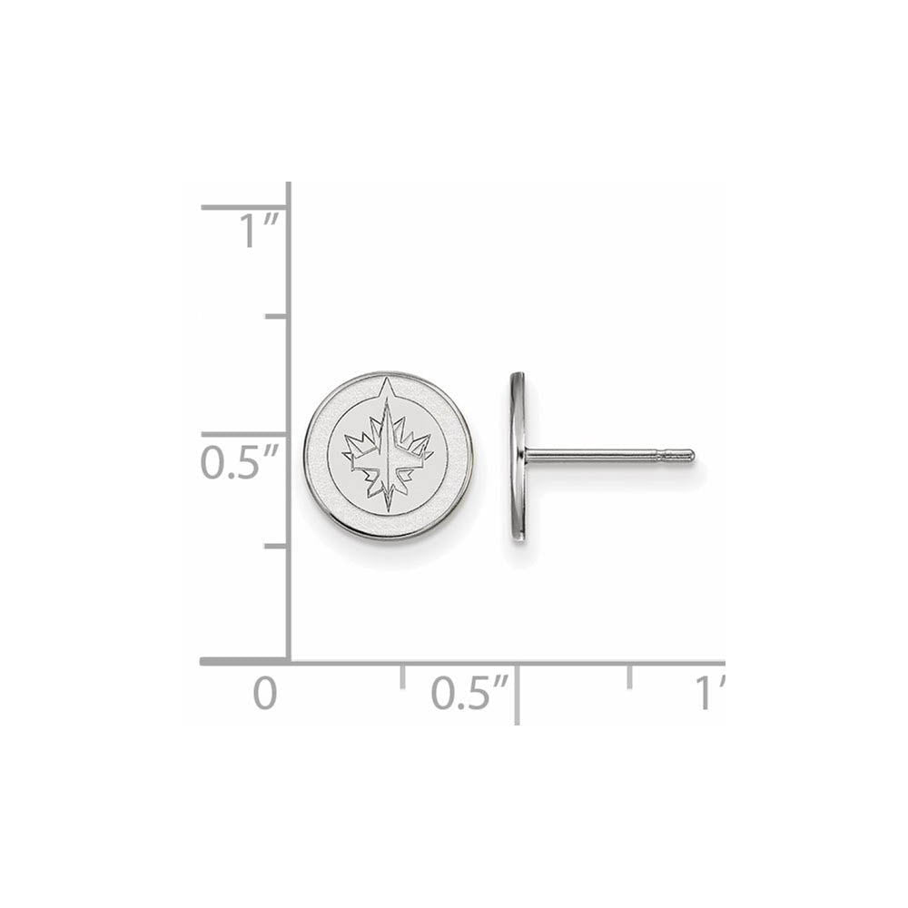 Alternate view of the 14k White Gold NHL Winnipeg Jets XS Post Earrings by The Black Bow Jewelry Co.