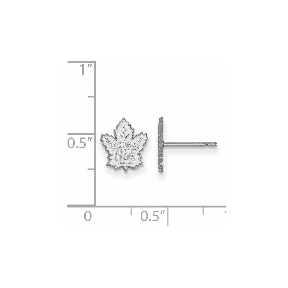 Alternate view of the 14k White Gold NHL Toronto Maple Leafs XS Post Earrings by The Black Bow Jewelry Co.