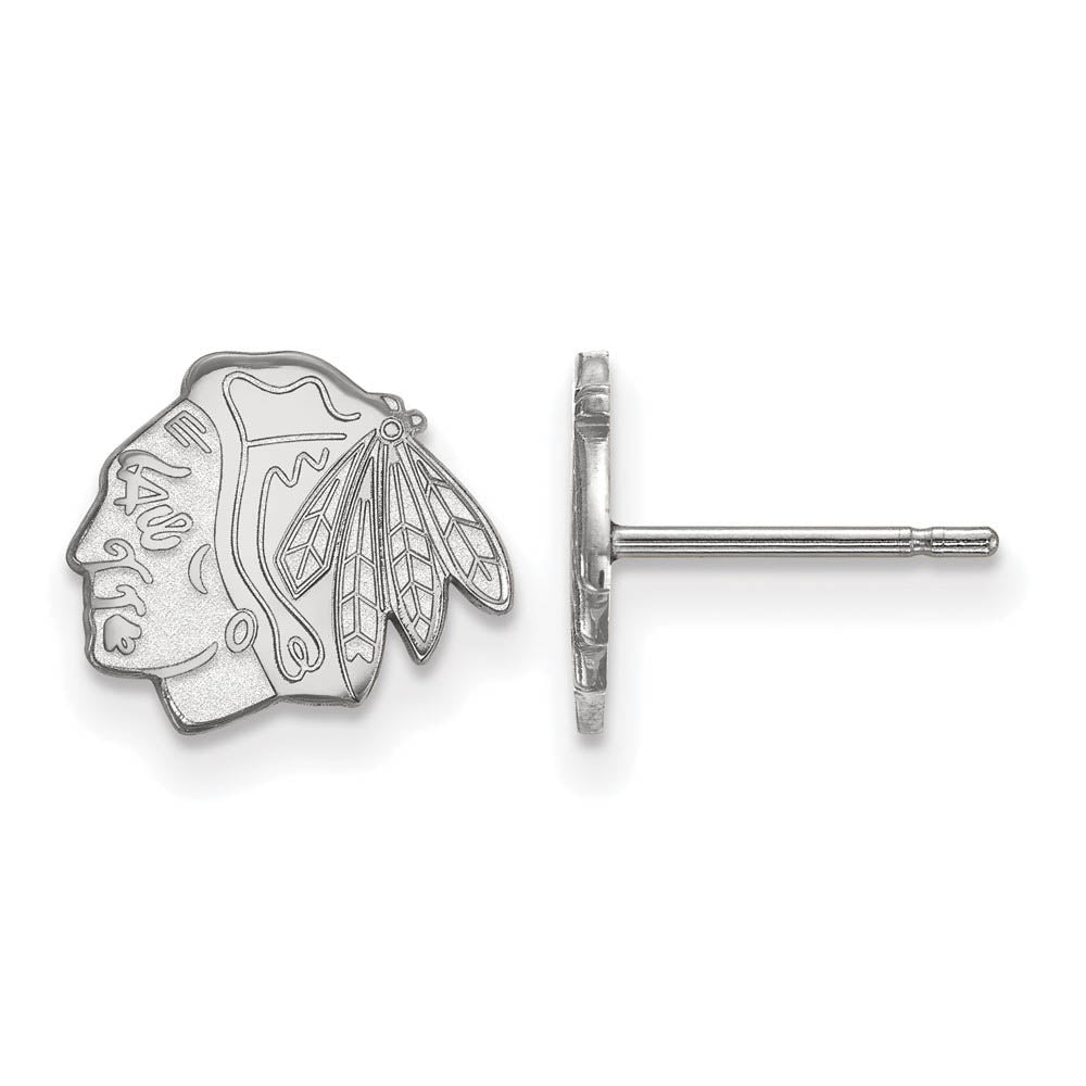 14k White Gold NHL Chicago Blackhawks XS Post Earrings, Item E17807 by The Black Bow Jewelry Co.