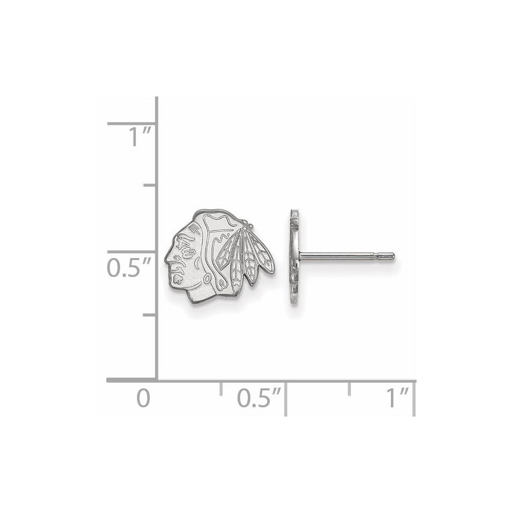 Alternate view of the 14k White Gold NHL Chicago Blackhawks XS Post Earrings by The Black Bow Jewelry Co.